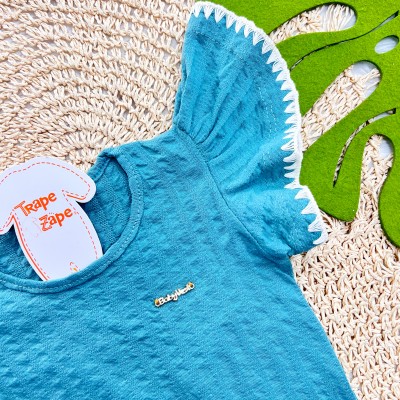 Conj. Blusa Mangas Maiores  Crochê e Short - Verde